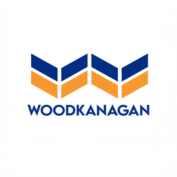 Logo of Woodkanagan with blue and orange design